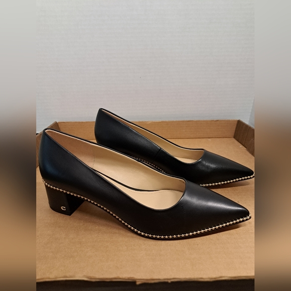 COPY - Coach WILLA 45 Black LEATHER Pointed ToeHeels Pumps  US Size 8 New  With… - Picture 7 of 16